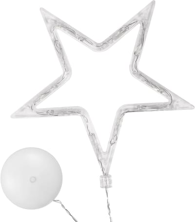 Vijfpuntige Ster Raamverlichting met Suction Cup en Batterij voor Kerstdecoratie - Warm Witte LED Lichten voor Binnen en Buiten