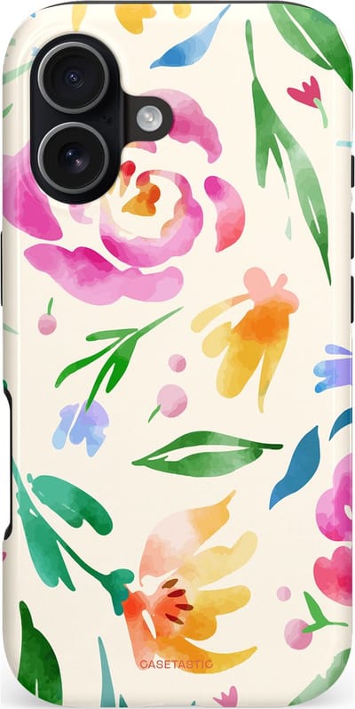 Casetastic hoesje geschikt voor Apple iPhone 17 - MagSafe - Dubbellaagse bescherming - Floral Flow - Fashion Case - Wit Mintgroen Crème Lichtroze