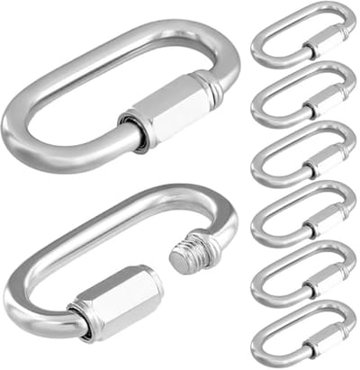 VVGoods - Pack van 8 karabijnhaken met sluiting van roestvrij staal - tot 280 kg draagvermogen - accessoires voor kettingen en sleutelhangers