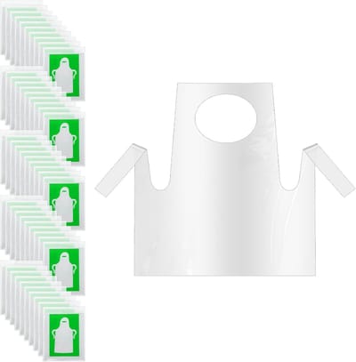 SnelShoppen - 50 Stuks Wegwerp Schorten Kinderen Plastic 55 x 65 cm Waterdicht Transparant voor Koken, Schoonmaken, Schilderen