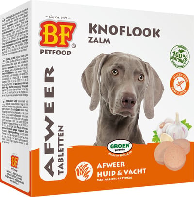 Hondensnoepjes Bij Vlo Zalm - BF Petfood - Glutenvrij, 55 Stuks, Met Knoflook