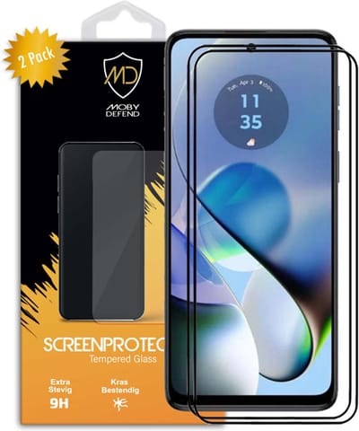 2-Pack MobyDefend Screenprotectors - Geschikt voor Motorola Moto G54 - Screensaver Met Zwarte Randen - Gehard Glas