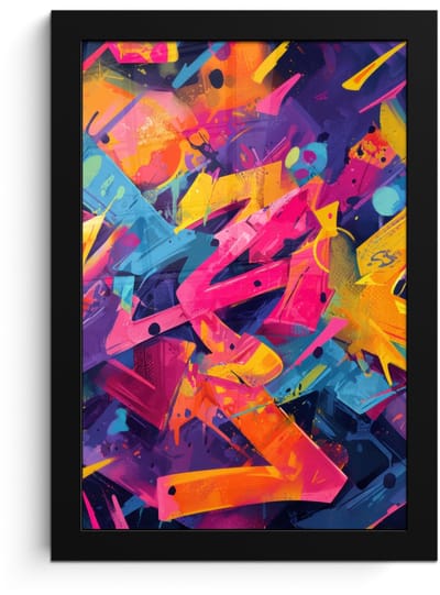 Poster in lijst - Fotolijst 20x30 cm - Posters - Abstract - Vormen - Kleurrijk - Posterlijst zwart - Decoratie - Wanddecoratie woonkamer - Muurdecoratie slaapkamer