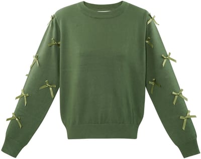 Elegante Viscose Top met Lange Mouwen en Lintdetails - Groen - Maat S/M