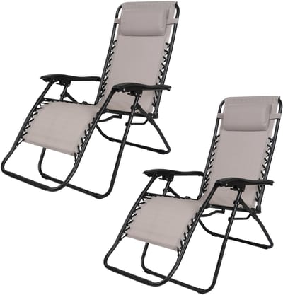 "LE PLAYA" SET VAN 2 RELAXFAUTEUILS TAUPE L176X64 X H108/46CM