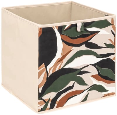 5Five Opbergbox kastmand - beige/botanic - 31 x 31 x 31 cm - opbergers/kastmanden