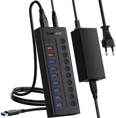 Lemorele TC120 - 10-in-1 USB-C Hub Multiport Adapter - USB 3.0 Hub - 7 Datapoorten - 3 Oplaadpoorten - 45W PD - 72W Voeding