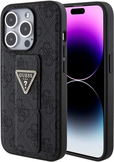 Guess 4G Triangle Logo Grip Back Case - Geschikt voor Apple iPhone 15 Pro Max (6.7") - Grijs