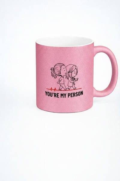 Roze Glitter Mok 'You're My Person' Grey's Anatomy | Vriendschapsbeker Cadeau
