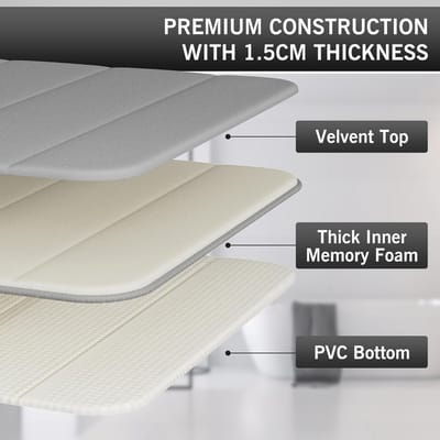 wyewye Memory-Schaum-Toilettenmatte 50 x 60 cm Grijs – Ultrazachte, antislip, super absorberende badkamermat