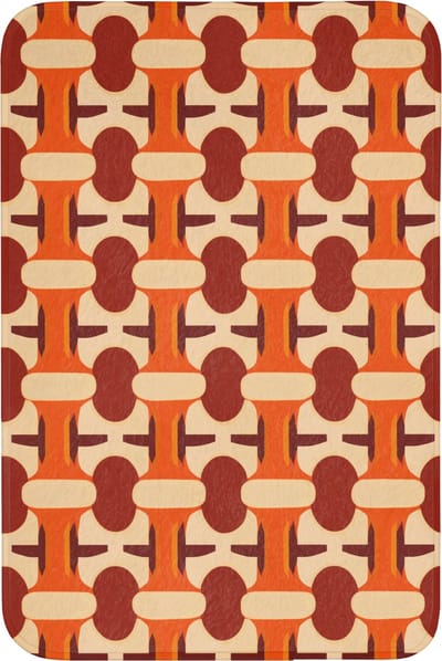 Badmat 60x90 cm - Antislip - Geometrisch - Retro - Oranje - Badmatten voor badkamer - Badkamermat - Douchemat - Badkamer mat