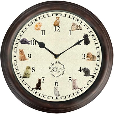 Esschert Design Klok met kattengeluiden