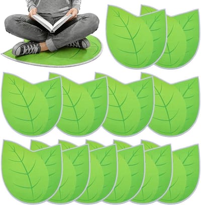 12 Stuks Groen Blad Tapijt van Polyester, Antislip Douche Vloermat voor Slaapkamer en Huisdecoratie, Limoengroen 40x42,5 cm