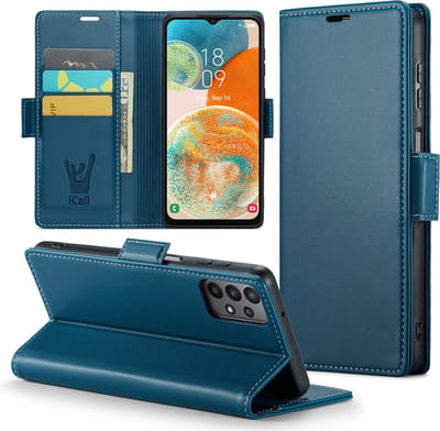 Hoesje geschikt voor Samsung Galaxy A23 - HyperCase Book Cover Kunstleer Blauw