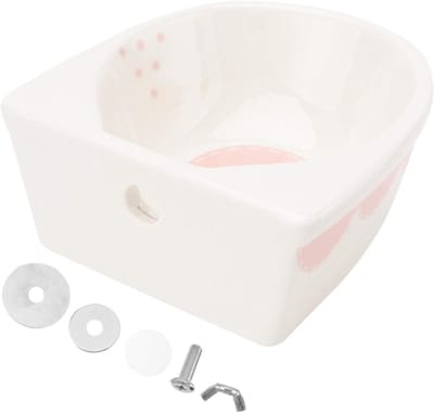 Keramische Voerbak - Hangoor Konijn Bakje - Knaagdier Voeden - Hygiënisch en Krasbestendig - 11 x 10 cm - roze