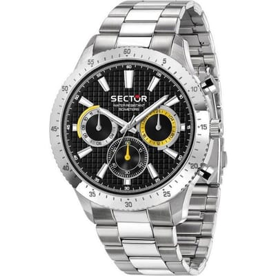 Sector 270 Dubbele Tijd Multifunctie Roestvrij Staal Zwarte Wijzerplaat Kwarts R3253578021 Herenhorloge zwart