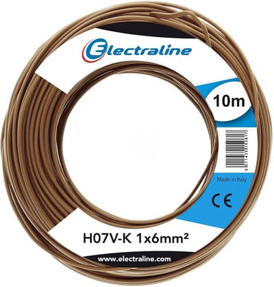 Kabelrol 1x6 mm² 10 m Bruin
