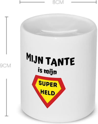 Akyol - mijn tante is mijn superheld Spaarpot - Tante - super tante - verjaardag - cadeautje voor tante - tante artikelen - kado - geschenk - 350 ML inhoud