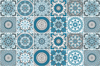 Set 24 Tegelstickers met Portugees Design - 15x15CM - Zelfklevende Tegels voor badkamer, keuken, meubels - Plaktegels Blauw