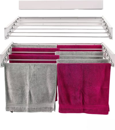 Foxydry Hide 101 cm Wit - Droogrek wandmontage - Intrekbare waslijn voor aan de muur - Kleur Wit - 101 x 50 x 13 cm