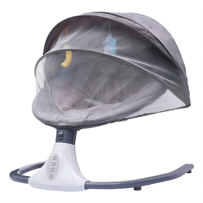 Elektrische Baby Schommelstoel – Met Afstandsbediening – 4 Schommelstanden – Timerfunctie – Voor Baby’s 0–18 Maanden – Grijs