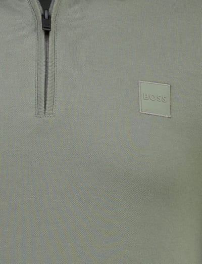 Poloshirt Boss Orange groen rits normale fit pique