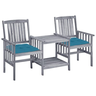 vidaXL - Tuinstoelen - met - tafeltje - en - kussens - massief - acaciahout