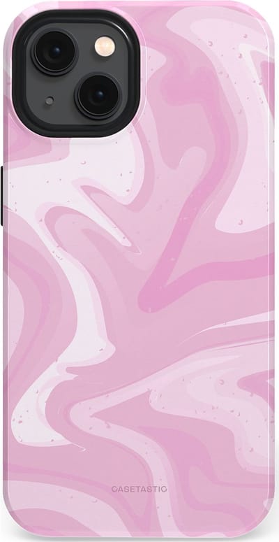 Casetastic hoesje geschikt voor Apple iPhone 13 - MagSafe - Dubbellaagse bescherming - Zoet Roze Marmer - Fashion Case - Lichtroze Wit