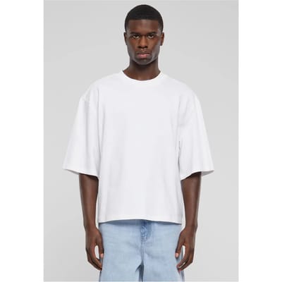 Urban Classics - Organic Oversized Cropped Heren Tshirt - S - Wit