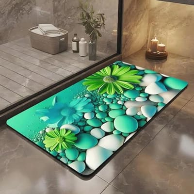 Olnamaro Badmat, antislip, zeldzaam 3D-patroon, badmat, baddecoratie, badmat, antislip, absorberend, decoratief, 60 x 40 cm