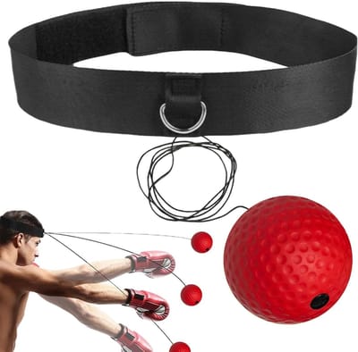 Boksbal Hoofdband - Reflexbal Set - Bokstraining Verbeteren - Hand-Oog Coördinatie - Zie beschrijving - Rood