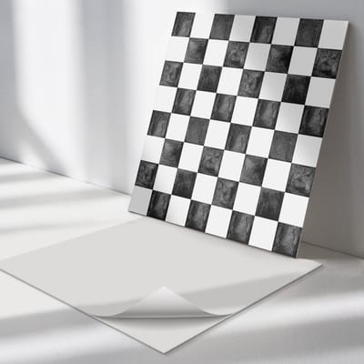 Wallfluent Vinyl Tegels - Gestructureerd Dambordpatroon Zelfklevende Vinyl Tegels - 30 cm x 30 cm - Zwart Vinyl Tegels - 9 stuks - Vierkant PVC Tegels - Texturen Plaktegels - Vinyl Wandtegels - Plaktegels Keuken en Badkamer