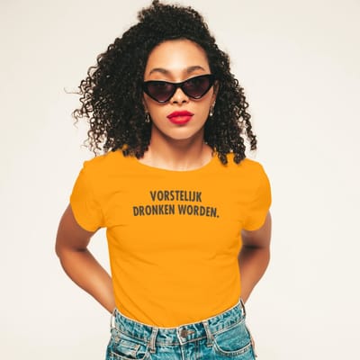 T-shirt oranje L - Vorstelijk dronken worden - zwart - soBAD. - Koningsdag - Oranje shirt dames - Oranje shirt heren - Unisex - Regular fit