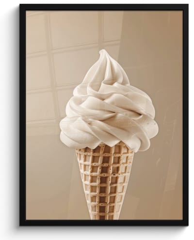 Fotolijst inclusief poster - Posterlijst 50x70 cm - Posters - IJs - Softijs - Romig - Hoorntje - Beige - Foto in lijst - Keuken decoratie muur - Wanddecoratie accessoires - Muurdecoratie - Schilderijen