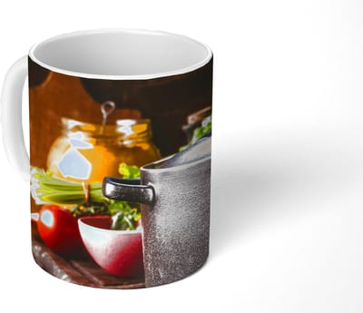 Mok - Koffiemok - Rustiek - Stilleven - Pan - Groente - Mokken - 350 ML - Beker - Koffiemokken - Theemok