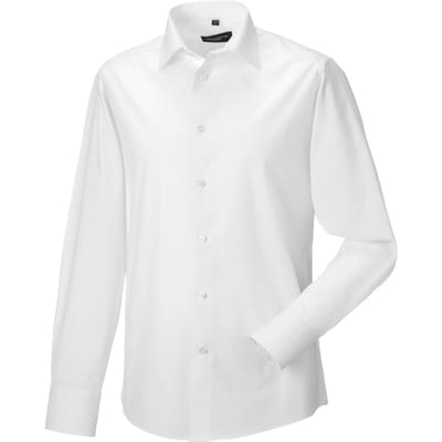 Russell Collection Heren overhemd met lange mouwen (Wit)