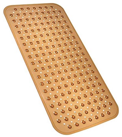 YINENN Badkuip douchecabine matten 70 x 30 cm antislip en latexvrij, badmat met zuignappen, machinewasbare badkamermatten met afvoergaten (bruin)