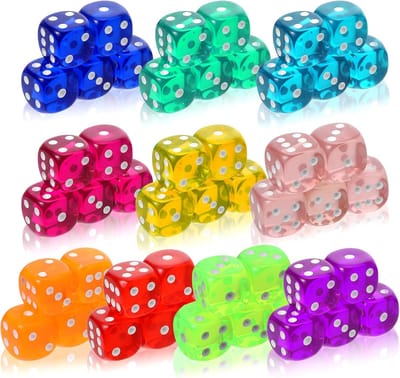 Set van 50 kleurrijke 18mm D6 dobbelstenen met ronde hoeken voor spellen