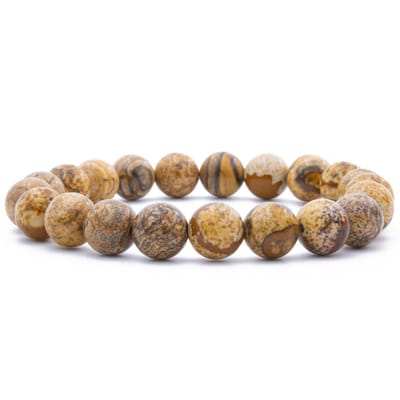 Bixorp Gems Landschap Jaspis Edelstenen Armband - Gepolijste Edelsteen Kralenarmband