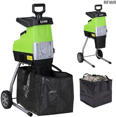 RFWR® Elektrische Bladhakselaar 2800W met 60L Opvangzak - Hakselt Bladeren en Takken tot 4,5 cm