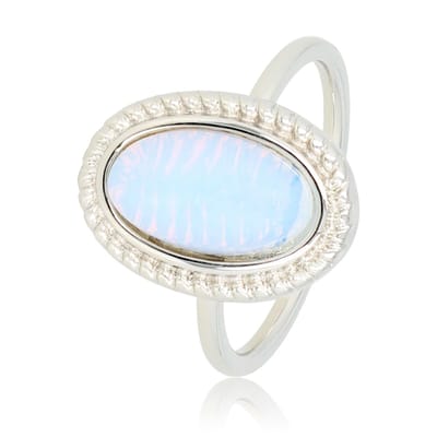 My Bendel - Vintage Ring Zilverkleurig met Quartz Steen - Vintage Zilverkleurige Ring - White Quartz Steen - Twisted Rand - met Luxe Cadeauverpakking | Sieraden Voor Dames | Maat 20.00 Mm / Maat 63