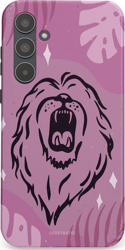 Casetastic hoesje geschikt voor Samsung Galaxy A55 - Dubbellaagse bescherming - Trots en vurig - Fashion Case - Lila Lichtroze Donkergrijs