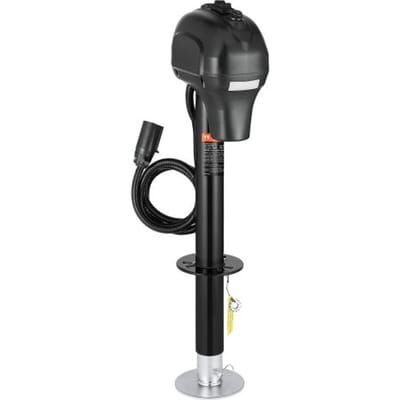 VEVOR elektrische aanhangwagenkrik, 1588 kg, robuuste aanhangwagensteun met 7-pins connector, handmatige kruk en krikafdekking, hefhoogte 240-815 mm, voor aanhangwagens, campers en caravans, zwart