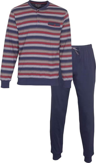 Paul Hopkins Heren Pyjama - Strepen - 100% Katoen - Blauw - Maat L
