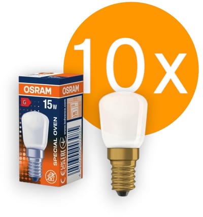 Osram Ovenlamp E14 15W 2700K 85lm 230V - Mat - Warm Wit licht - 10 stuks