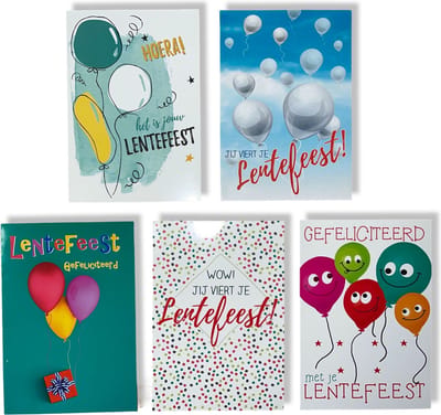 5 Cards & Crafts Luxe Wenskaarten Lentefeest | 12x17cm | Gevouwen kaarten met enveloppen