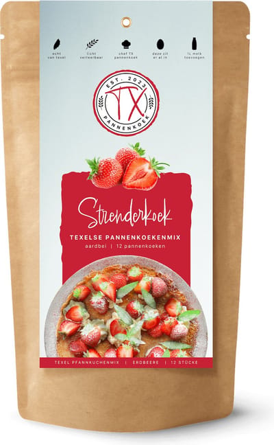 TX Pannenkoek - Strenderkoek - Texelse pannenkoekenmix - Aardbei - 450gram - 12-16 pannenkoeken