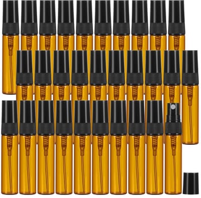 Dailygoods- Spuitfles 30 stuks 5 ml - Amberkleurige Glazen Spuitfles - Navulbare Fijne Nevel - Reisspuitfles voor Parfum - Vloeibare Cosmetica - Etherische Oliën - Parfumfles