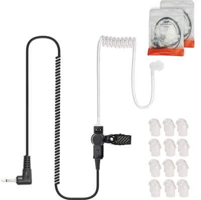 Oordopjes geluidslang 2-pack met 3,5 mm jack - transparant met bevestigingsclip en extra oordopjes