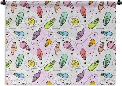 Wandkleed - Wanddoek - Pastel - Regenboog - Lamp - Patronen - 120x90 cm - Wandtapijt